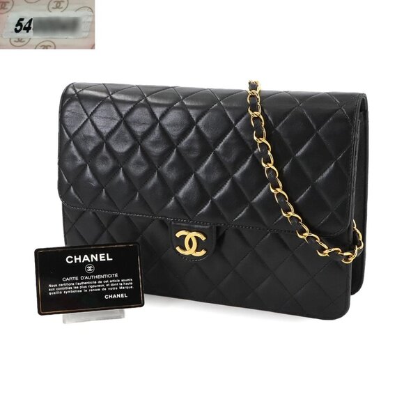 CHANEL Matelasse Chain Shoulder Bag Leather Black A03570 Vintage 90287351 - Picture 1 of 11